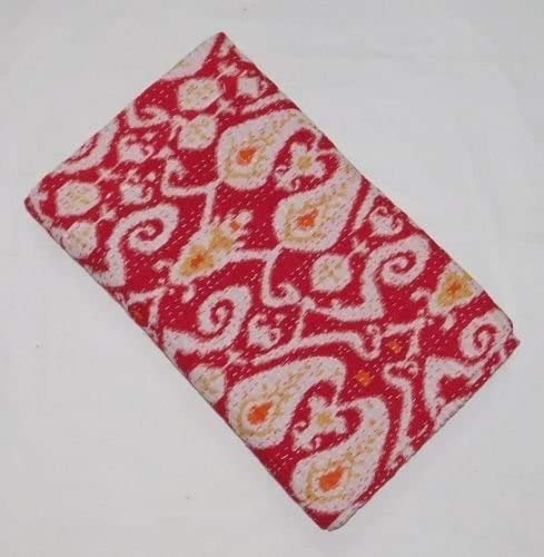 Sophia-Art Indian Throw Ikat Print Vintage Gudri Handmade Kantha Quilt Indian Vintage Bohemian Bedding