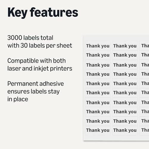 Image of Amazon Basics Printable Address Labels, White, 1 inch x 2-5 /8 inch, 3000 Blank Mailing Labels