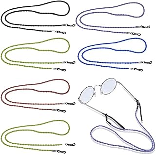 Yasmous 5 Pcs Eyeglasses Straps Chain, Lightweight Leather Glasses Neck Cord Chain String Non-Slip Spectacles Cord, Retainer Lanyard Eyeglass Cords Glasses String Holder, PU Leather, M