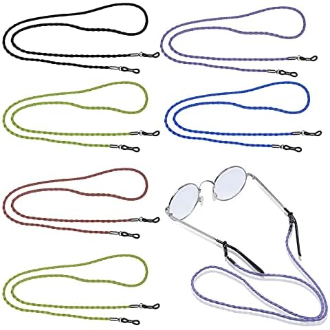 Yasmous 5 Pcs Eyeglasses Straps Chain, Lightweight Leather Glasses Neck Cord Chain String Non-Slip Spectacles Cord, Retainer Lanyard Eyeglass Cords Glasses String Holder, PU Leather, M Cover