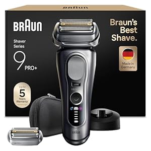 Braun Series 9 PRO+ Elektrorasierer Herren, 5+1 Ultradünne Präzisionsklingen, Pro-SensoAdapt, Rasierapparat mit 60 Min. Akku, Extra Scherkopf, Ladeständer, Nass- und Trockenrasierer – 9617psi, Silber