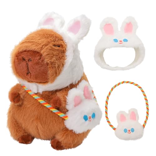 Image of Capybara Plush with Clothes & Accessories,Christmas Stuffed Animals, 10.2 in Cute Capybara Stuffed Animal Plush Toys,Birthday Gifts&Dress Up Cute Plushies for Boys /Girls (bunney)