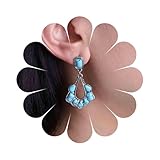 Boucles d'oreilles pendantes en métal turquoise, comme sur les images, conviennent à la plupart des femmes, simples et élégantes..