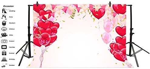 Baocicco 7x5ft Wedding Valentine's Day Banners Backdrop Couple Girlfriend Red Heart Shape Ballons Vinyl Photography Background Children Birthday Party Anniversary Girl Lovers Couples Portrait Prop
