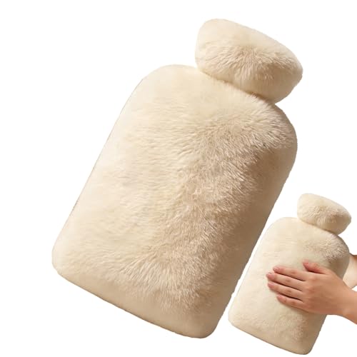 Hot Water Bottle - Reusable Heat Therapys Container for Winter Comfort | Thick Rubber with Soft Fabric Cover, Manual Warming Bottle for Bedroom Living Room School Office Travel Cold Seasons