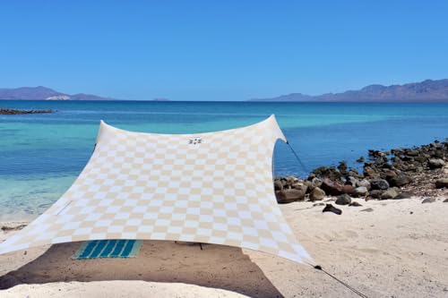 Image of Neso Grande Portable Beach Tent Sun Shelter - Lightweight Beach Shade Canopy - Easy Setup for Family Outings - Patented Reinforced Corners - UPF 50+ Sun Protection - 7ft Tall, 9 x 9ft
