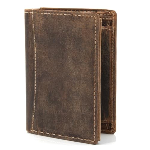 ekavale Leder Geldbörse Herren mit RFID-Schutz - Praktisches Hochformat Portemonnaie - Geldbeutel für Männer aus echtem Büffelleder - Brieftasche Wallet (Tan)