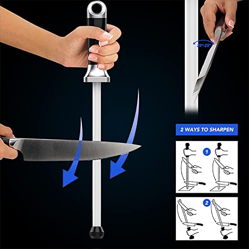 Knife Honing Rod,10 Inches Ceramic Sharpening Stick, Home Kitchen Knife Sharpener, 1000 Grit Ceramic White #TOP1