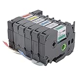 6-teiliges 12-mm-Etikettenband, TZ-Band-Ersatz für PT E100 D210 E300 D450 P700 18RZ PT, klares, schnelles Drucken, hohe Zähigkeit, Smart Sensing-Etikettenband mit transparenter