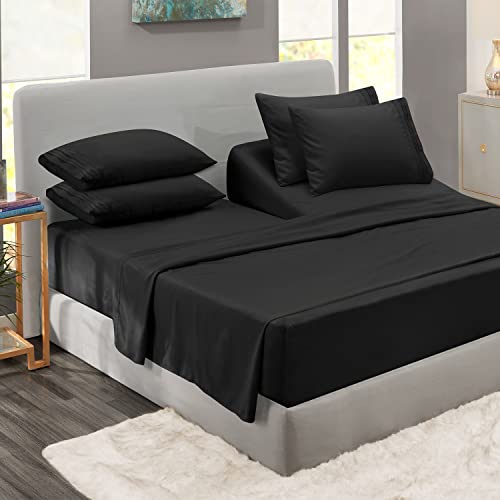 Clara Clark Flex Top King Sheets, 6 Piece Set - Hotel Luxury Sheets for Top Split King Bed, Super...