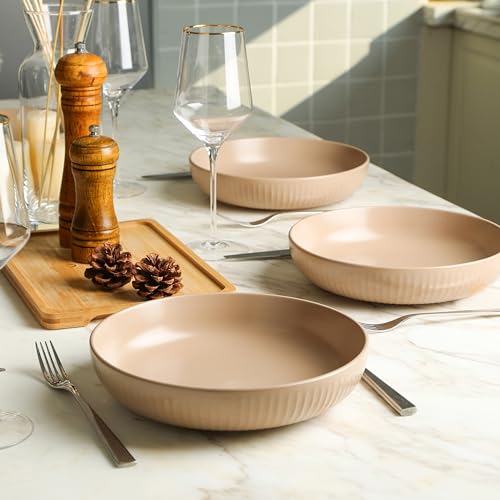 Image of Stone Lain Logan Stoneware Pasta Bowl Set of 4, Beige