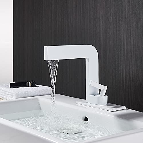 Mitigeur de lavabo blanc en laiton et nickel chrome style premium pour vasque
