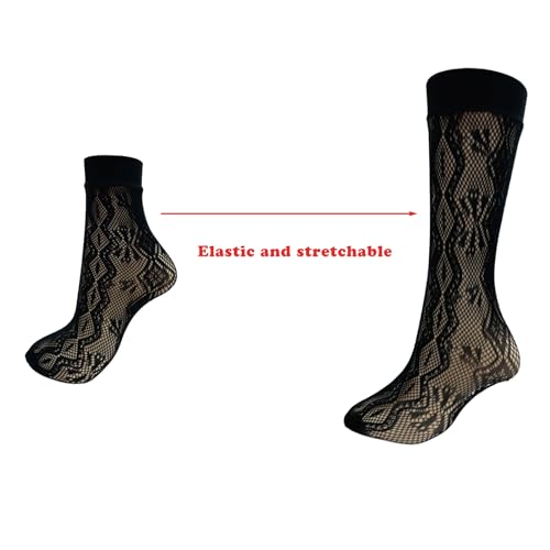 Image of Women's Lace Socks Ankle Socks Bow Short Socks Mesh Crew Socks High Elastane Knee High Stockings for Women Girls