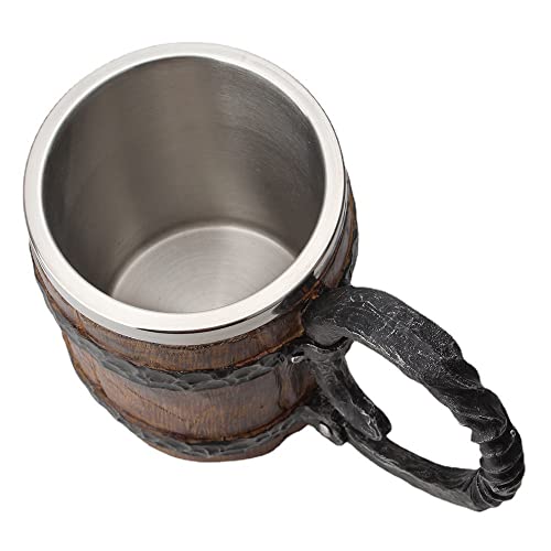 550Ml Viking Beer Mug, Stainless, Whiskey Barrel Cup ,Viking Wood Style Beer Mug ,Wooden Gift Antique Men's Barrel Capacity #TOP1