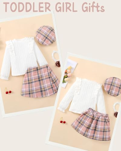 Image of Toddler Girl Clothes Outfit Shirt Top Plaid Mini Skirt Outfits Set Little Girl Dresses Kids Clothes for Girls 18M-8T