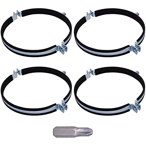 SKIR'CO (4 Stück) Rohrträger mit Gummifutter für 200mm Rohre, Rohrschellen, Rohrträger für Wand- und Deckenmontage