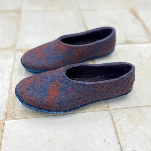 Women's Handmade Felted Wool Home Shoes with Leather or Rubber Soles3