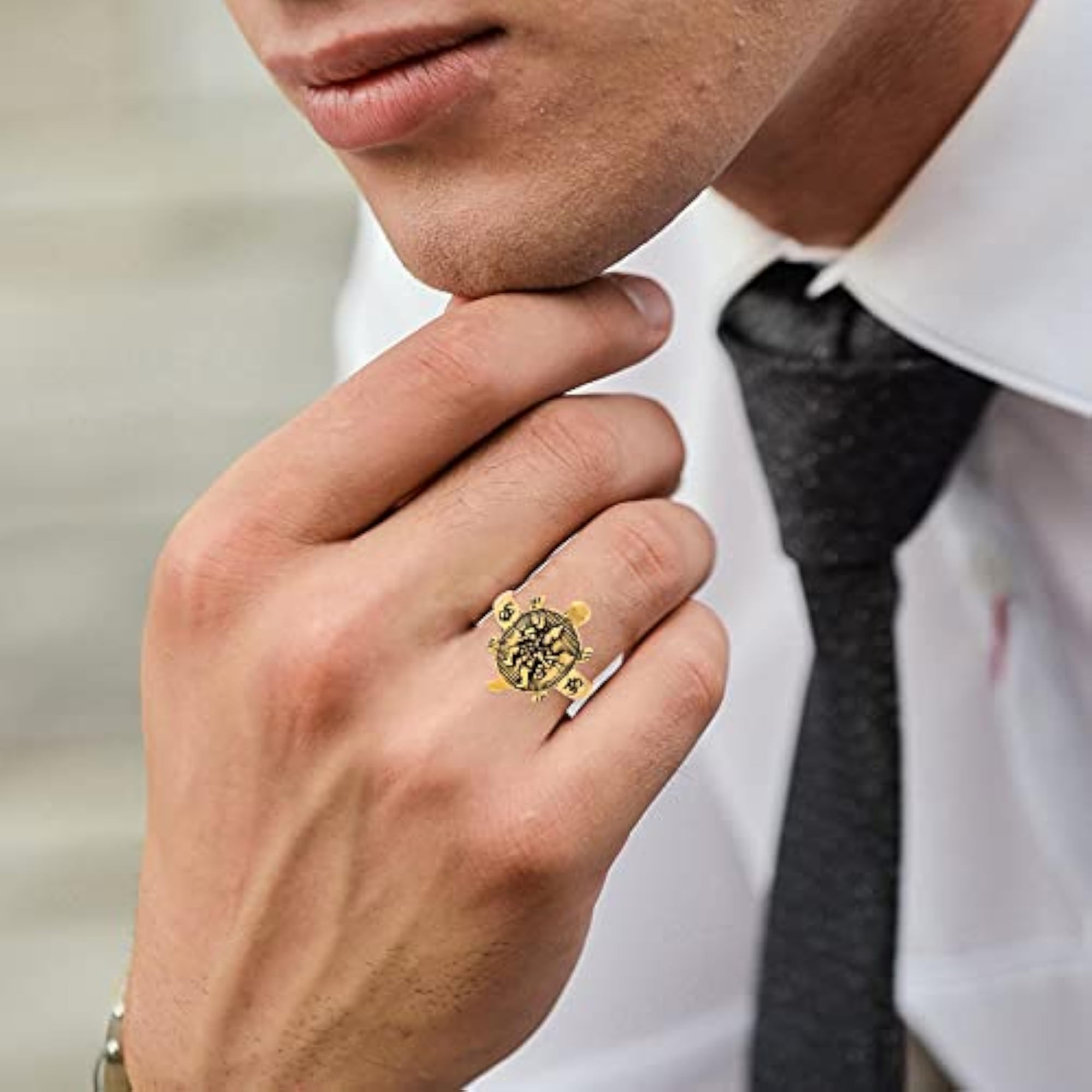 Gold Plated Hanuman Bajrangbali Tortoise Good Luck Charm Ring
