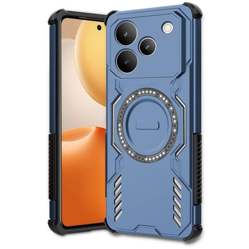 Image of AESTMO Back Case Cover for Realme P4 Pro 5G | Magnetic Case with Built-in Metal Ring | Compatible with MagSafe Accessories | Shockproof Hybrid (PC + TPU) (Blue)
