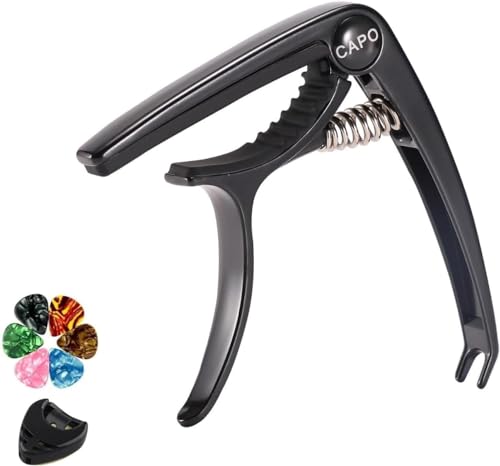 【Amazon限定ブランド】 ギター カポタスト ワンタッチ ギター カポ アコギカポ エレキギター カポタスト エレキギター フォークギターウクレレ用 亜鉛合金(ブラック)