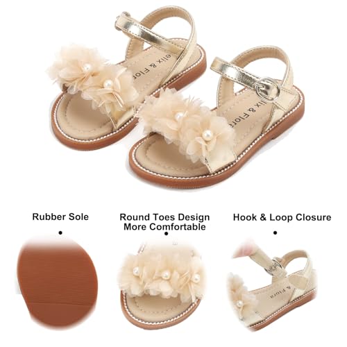 Image of Felix & Flora Toddler Girl Sandals - Little Girl Easter Dress Shoes Lightweight Open Toe Beach Holiday Flats