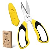 8 Inch Utility Scissors for Kitchen, Office, Craft & DIY – Heavy Duty Stainless Steel Multipurpose Scissors for Cutting Cardboard, Fabric, Carpet, Wire and Leather – with Protective Cover