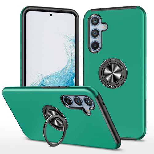 Samsung Galaxy A54 �P�[�X�ƌ݊�������A��]�����O�L�b�N�X�^���h�t���A�X�����ϏՌ��ی�n�[�h�d�b�P�[�X�t���{�f�B���ȕی�J�o�[ �p(Dark Green)