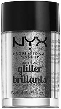 NYX PROFESSIONAL MAKEUP Face & Body Glitter, Silver, 0.08 Ounce