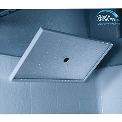PREMIUM Large Shower Head by Clear Shower XL - Mirror Model, FIRM PRESSURE Square 18 inch (45cm) Adjustable Shower Head, LUXURY Waterfall Full Body Coverage, Easy to Install