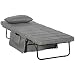 Produktbild HOMCOM 4-in-1 Einzelbett Klappbett Gästebett klappbare Reisebett Sessel Ottomane mit 8 cm Matratze 5-Stufen Höhenverstellbar mit stabilem Stahlrahmen Grau 188 x 75 x 38 cm