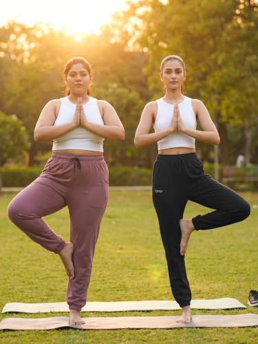 Image of Fflirtygo Cotton Solid Joggers /Track Pant /Solid Pajama /Leggings �100% Export Quality Soft Cotton Night Wear /Pocket Pyjama for Women Combo Pack of 2Pcs, Blue and Grey