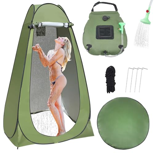 Camping Shower Tent,Pop Up Privacy Tent with Solar Shower Bag