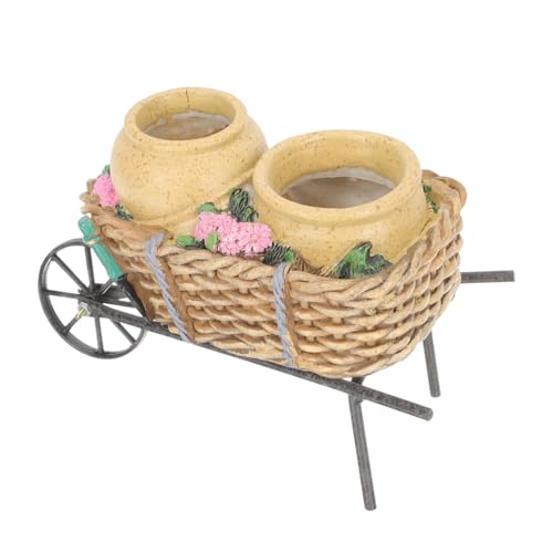NUOBESTY Maceta para Plantas De Vivero Diseño De Carrito De Hierro y Resina, Jardinera Decorativa para Interior y Exterior, Maceta Multiusos para Suculentas y Flores, Decoración De Hogar y Oficina