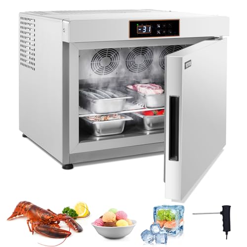 VEVOR DF-ME32LB 32L 4 Trays Commercial Freezers Flash,<-31~68°F> Mini Countertop Shock Frozen for Home, 360° Fan Cooling Batch Freeze, 304 Stainless Steel Blast Chiller for Seafood, Ice Cream