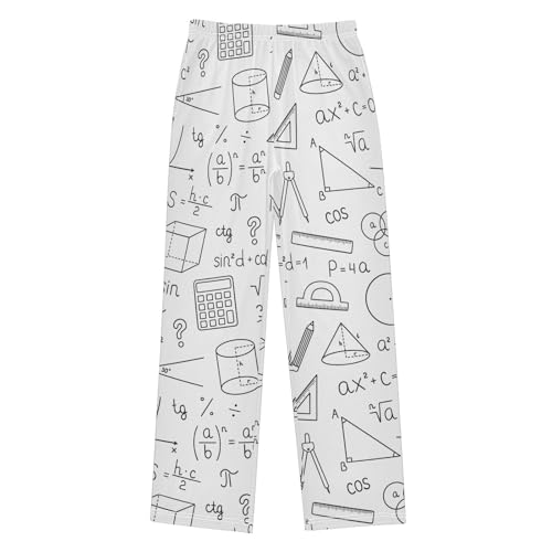 ZZXXB Mathematical Graphics Print Boys Long Pants Soft Trousers Elastic Waist Kids Lounge Bottoms with Pockets S-XL