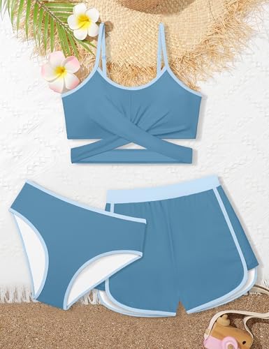 Image of Queenstyle Girls Swimsuits Bikini Set Kids Cutout Bathing Suit Bikini Top Two Piece Girls' Swimwear