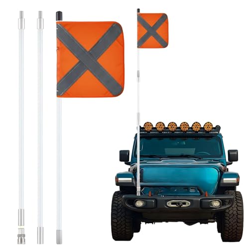 Zonon Safety Flag with Quicker Connector Base 11.8 X11.8 Heavy Duty PVC Reflective Flag, Suit for ATV, UTV, Offroad and Truck, Can Be applied as 3.3\', 6.6 or 10\'