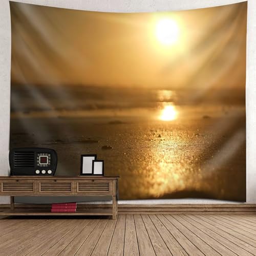 Tenture paysage coucher de soleil mer pour cacher un mur blanc sans faire de travaux