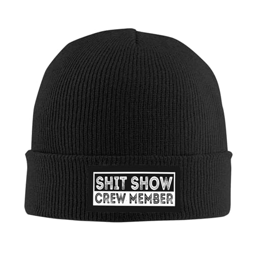 Peiyeety Shit Show Crew Member Knit Hat Men Women Shit-Show Supervisor Winter Ski Cap Fashion Beanie Hat Winter Ski Cap Black