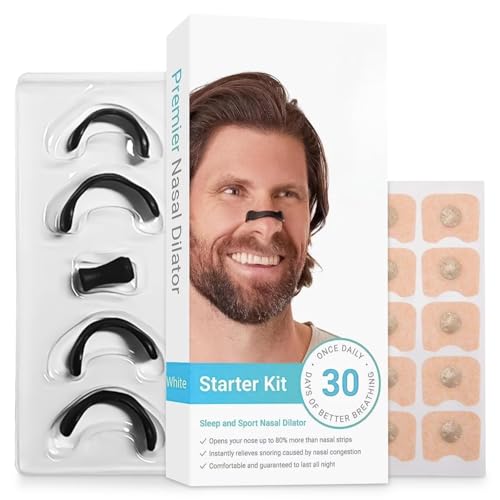 Necomi Nasal Strips 60 Pcs Magnetic Nose Strips Anti Snoring Intake Breathing Nose Strips with Nose Clips for Sleep Sports Stop Snoring Aids for Men & Women (Black) (30ps)