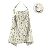 Neblueum Muslin Nursing Cover for Breastfeeding Moms - 100% Cotton Lightweight & Breathable Privacy Shawl with Adjustable Rigid Hoop | Multi-use Apron (Botanical Blooms)