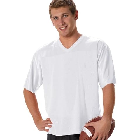 Alleson Athletic Men's Standard Adult Fanwear Football Jersey, White, Medium Cover
