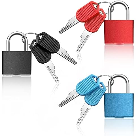 3 Pcs Padlock for Suitcase, Small Suitcase Locks with Keys for Luggage Suitcase Baggage School Gym Lockers Laptop Bag Cover