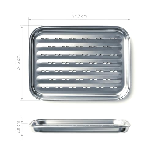 Gardenko Grillschale aus Edelstahl 34,7 x 24,6 cm - Wiederverwendbarer Grillkorb für Gas-, Elektro- und Holzkohlegrill - Ideal für Gemüse, Fleisch und Fisch