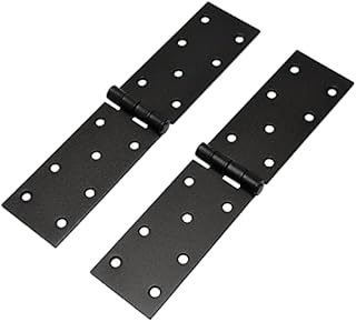 LOGOK2K Cotarba Black Folding Flip Hinge Alloy Backflap Hinge Metal Heavy Duty Strap Tee Hinges Gate Doors Box Shed Anti Rust Fence Thick Strong Powder Coating Pair 200 x 45 mm ( 7.8inch x 1.7inch )
