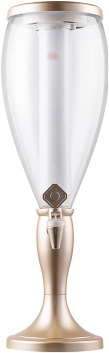 Beer Column 3 Litre Beer Dispenser Commercial Beer Container with Removable and Washable Luminous Icicle Beer Tower Dispenser for Party/Bars/Home/Outdoor Beer Tower (Color : Champagne Gold)