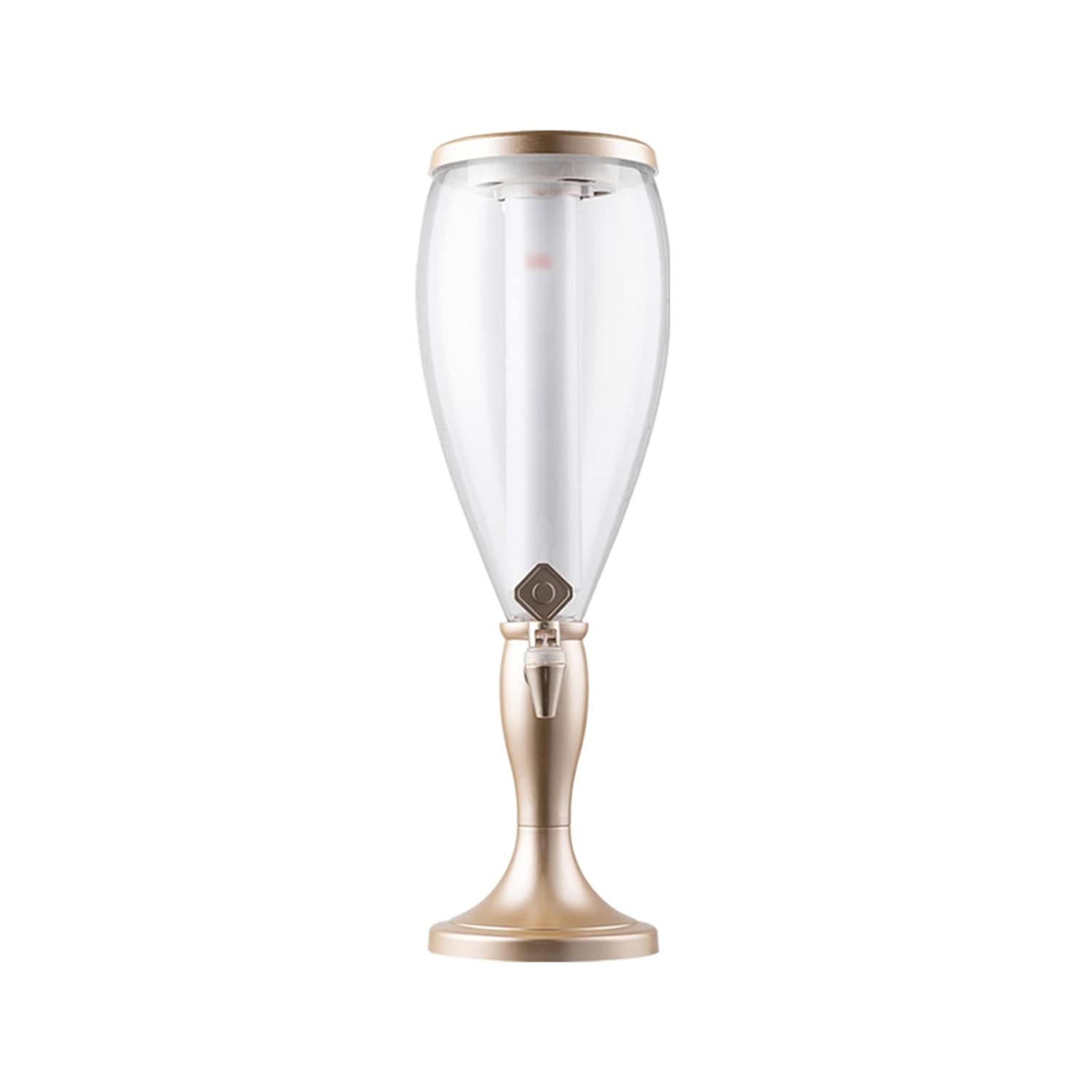 Drink Tower 1.5 L Beer Dispenser with Tap Commercial Beer Container with Removable and Washable Luminous Icicle Multicoloured Beer Tower Dispenser Beer Dispenser (Colour: Champagne Gold)
