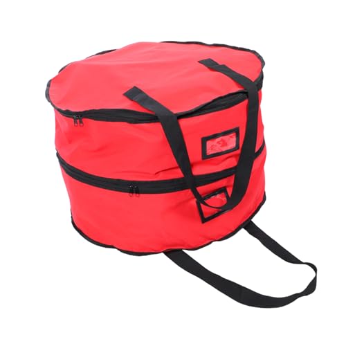 HOMOCONO 1pc Large Capacity Wreath Storage Bag Double Layered Oxford Cloth Organizer for Christmas Party Supplies Reusable Garland Holder Red Design