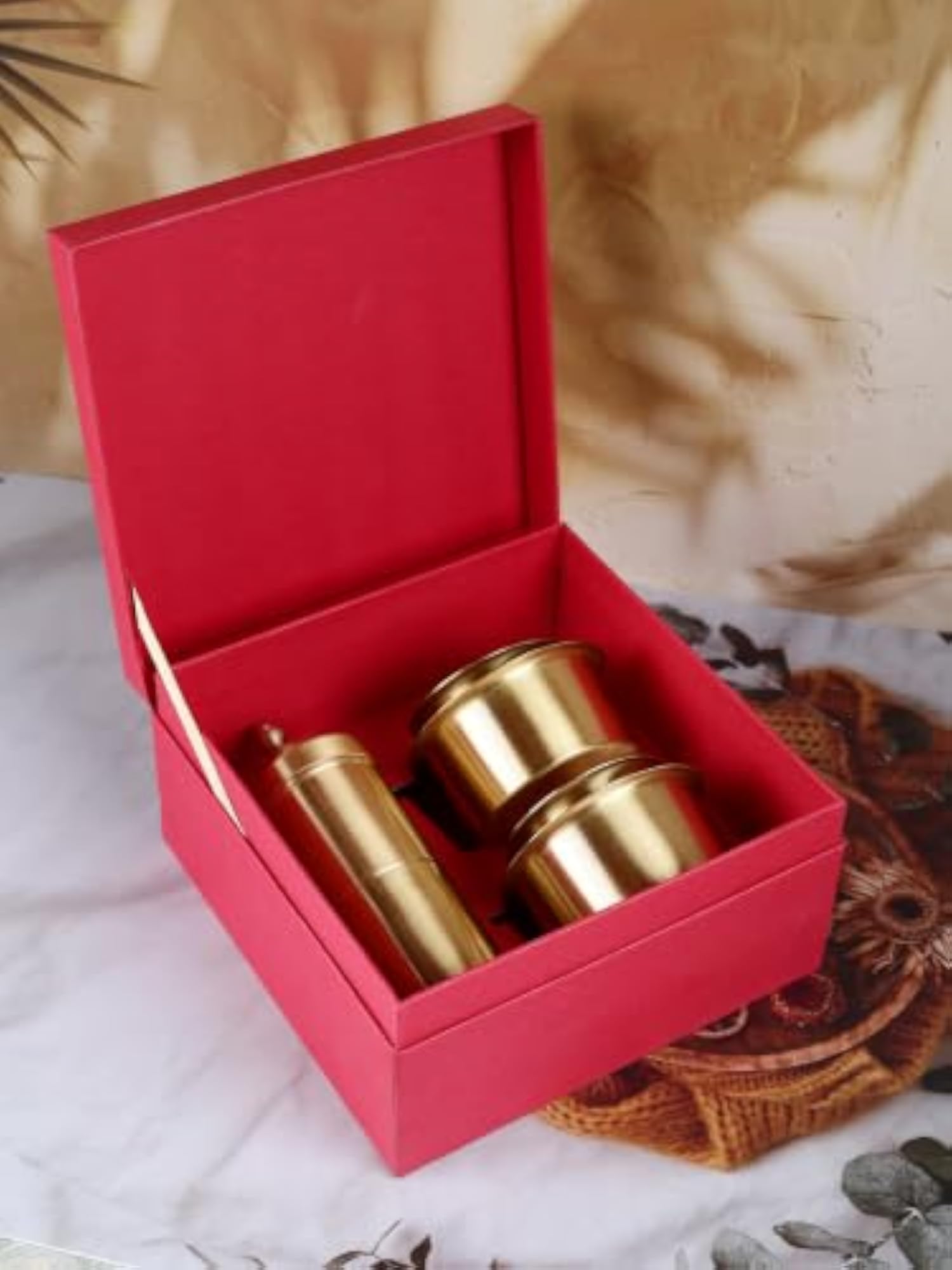 Brass Filter Coffee Set with Press, Tumbler & Bowl