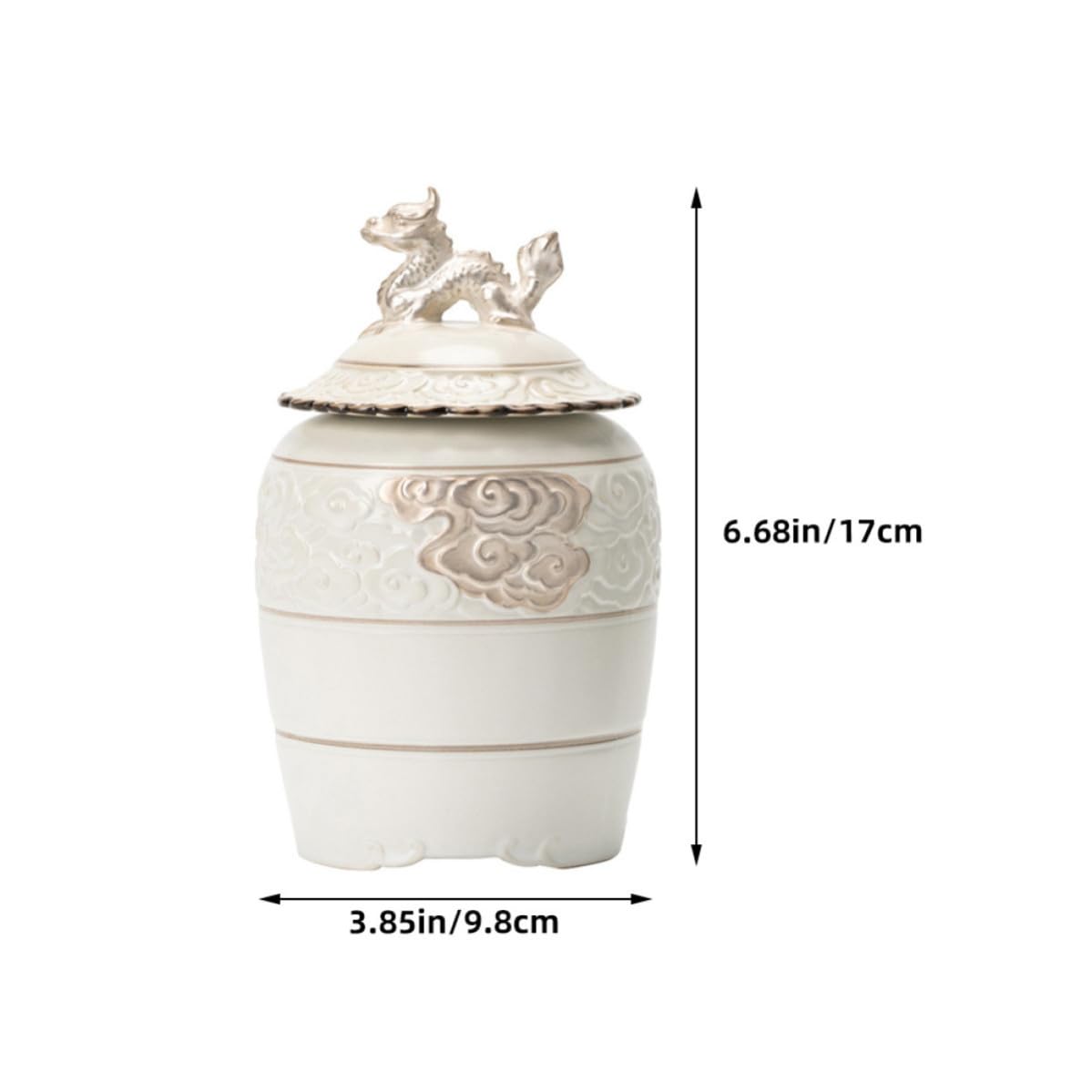 Contenedor de Terrones de Azúcar y Botes de Té para Té Suelto de Cerámica Beige Capacidad de 500ml Sello Hermético y Estilo Tradicional Chino para Almacenar